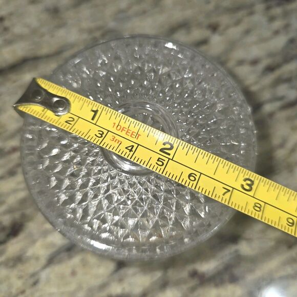 Vintage Diamond Cut Glass Dresser Vanity Trinket Jar w Ground Lid Clear 3" Dia - Picture 7 of 8